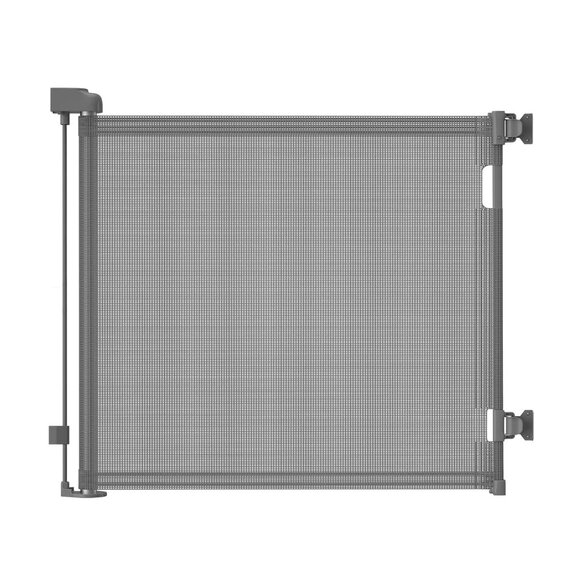 COPY - Dearlomum Retractable Baby or Dog Mesh Fabric Gate 33" H Extends 55" Gray - Picture 1 of 6